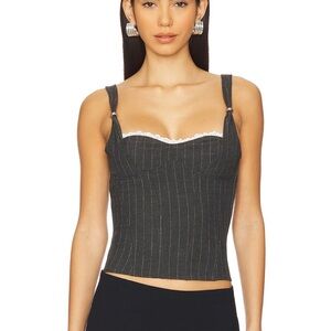 I.AM.GIA Black Pinstripe Crop Top
